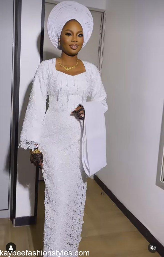 Latest White Lace Asoebi Styles