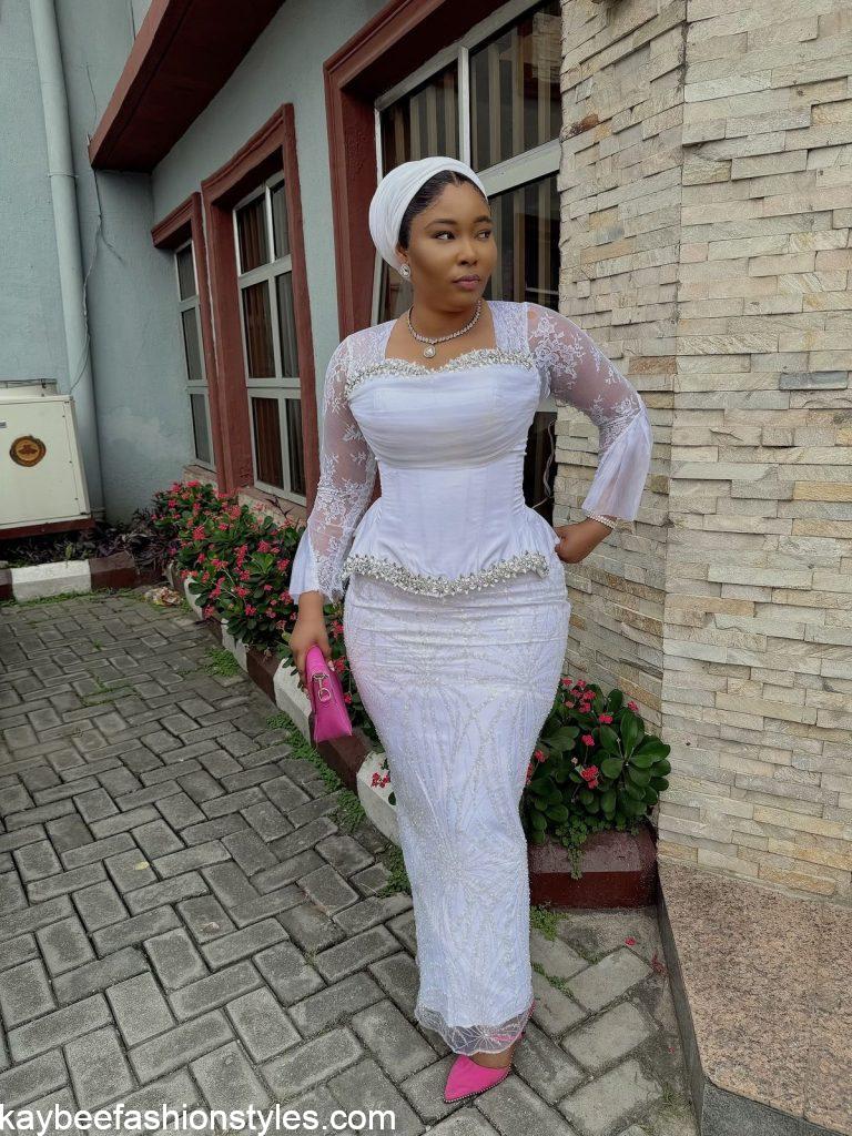 Latest White Lace Asoebi Styles
