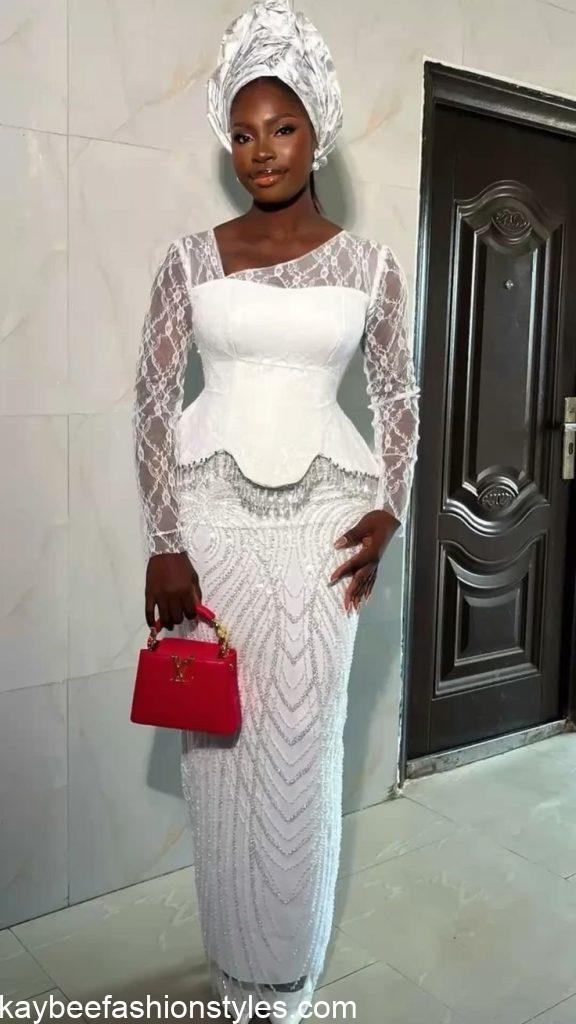 Latest White Lace Asoebi Styles