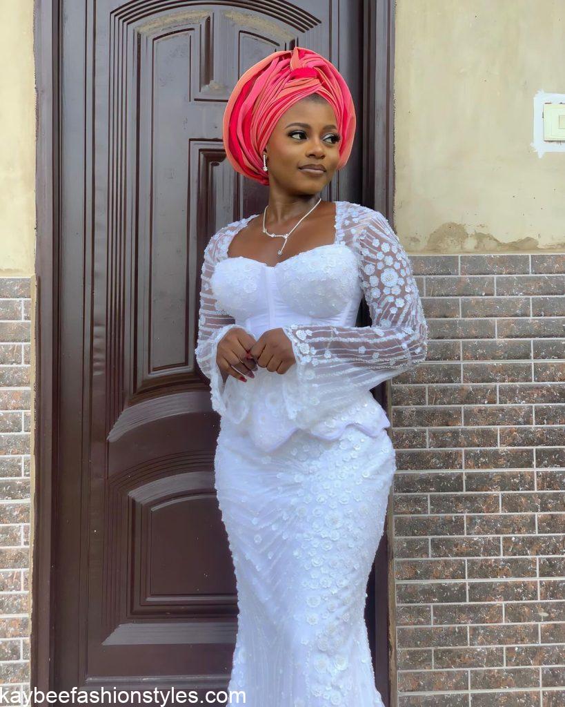 Latest White Lace Asoebi Styles
