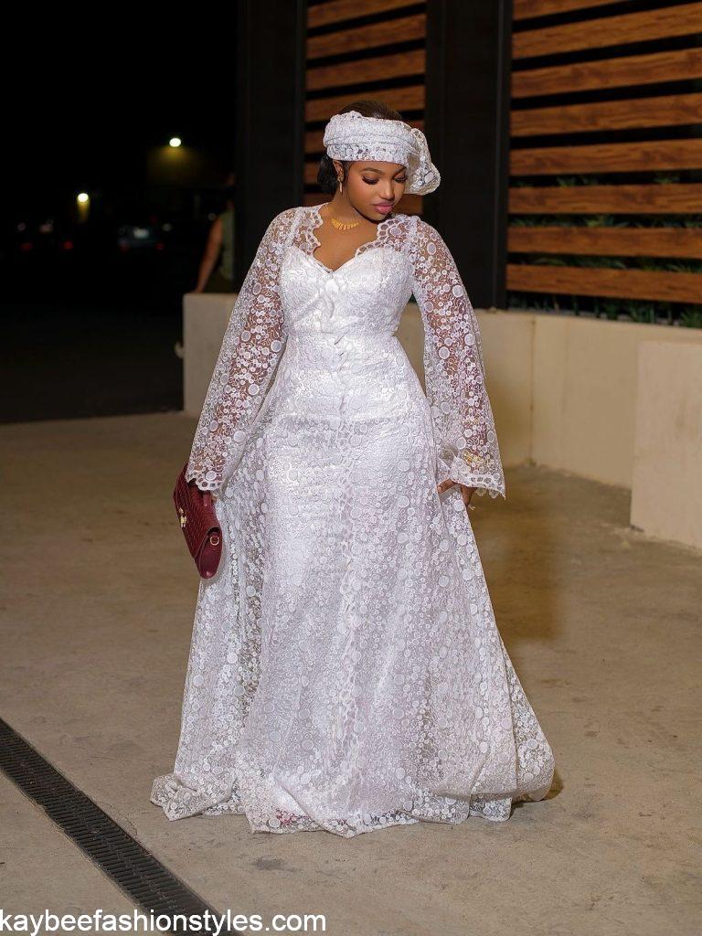 Latest White Lace Asoebi Styles