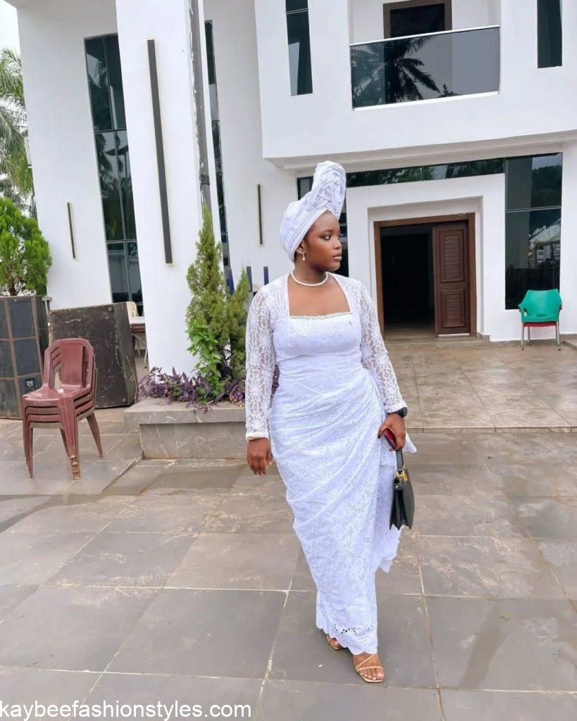 Latest White Lace Asoebi Styles