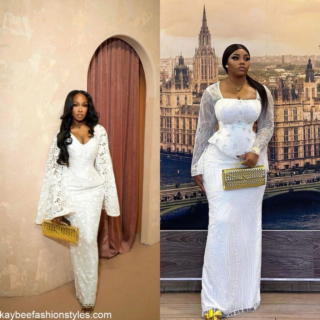 Latest White Lace Asoebi Styles
