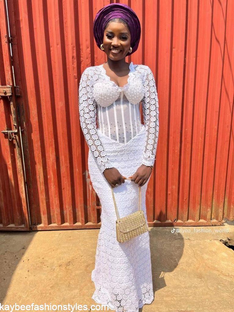Latest White Lace Asoebi Styles