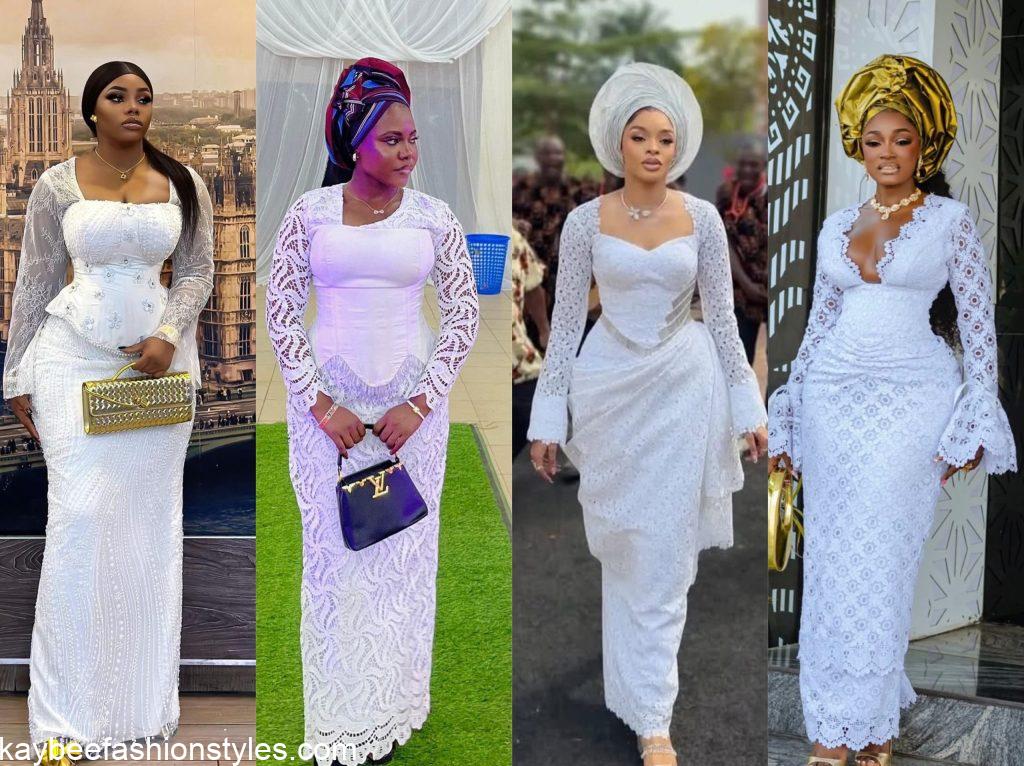 Latest White Lace Asoebi Styles