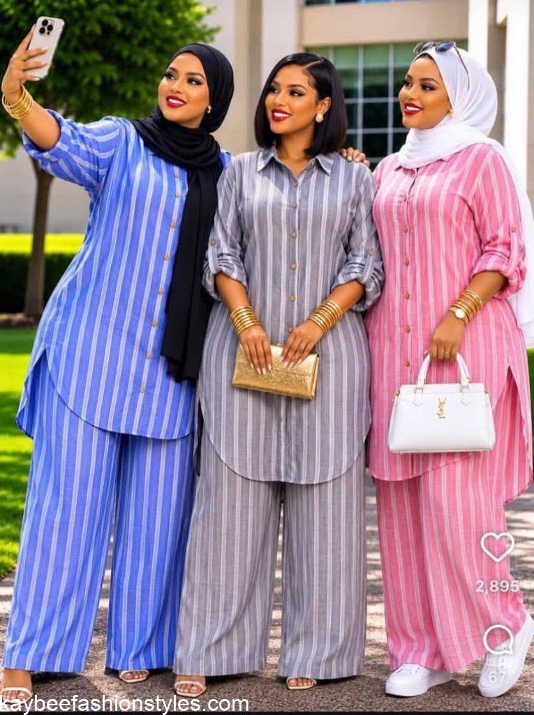 Latest Striped Material Styles for Ladies in Nigeria