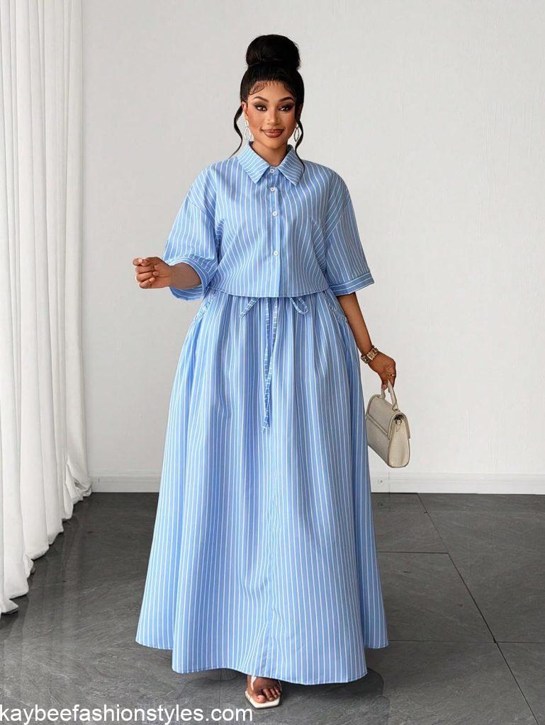 Latest Striped Material Styles for Ladies in Nigeria