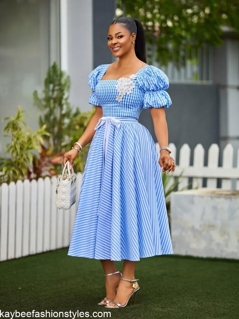 Latest Striped Gown Styles for Ladies