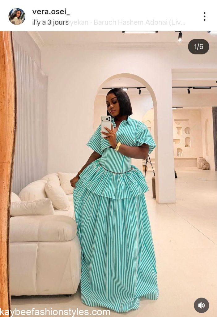 Latest Striped Gown Styles for Ladies