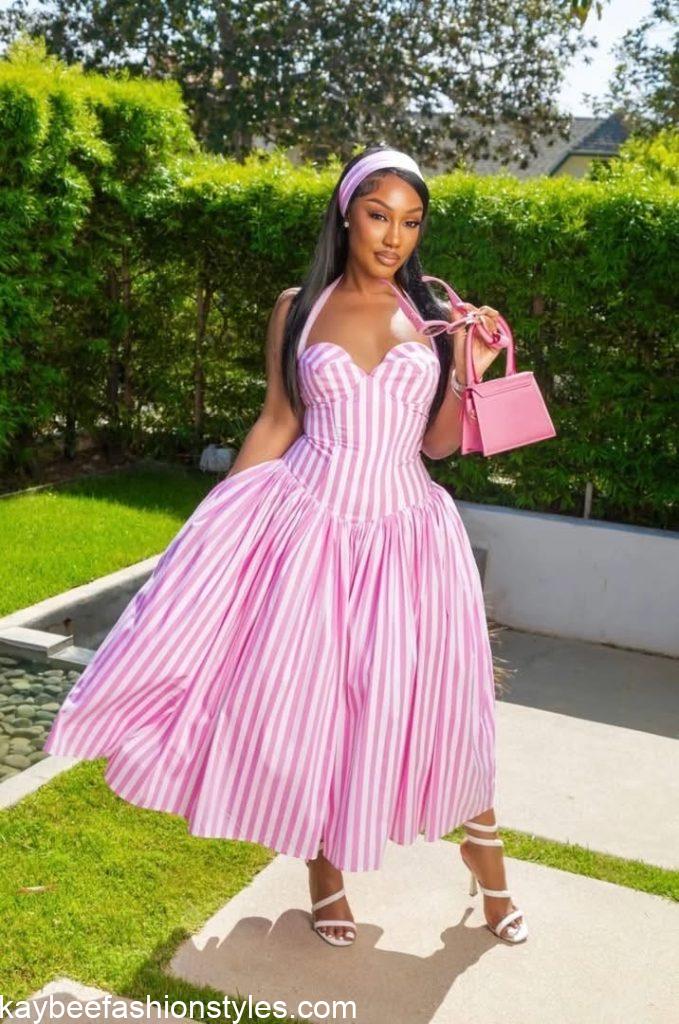 Latest Striped Gown Styles for Ladies