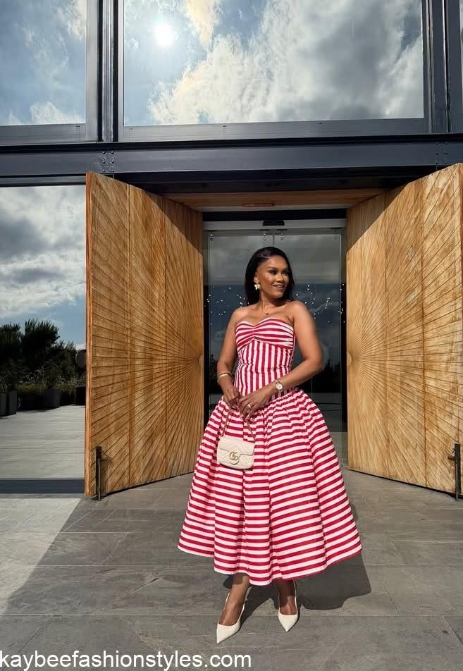 Latest Striped Material Styles for Ladies in Nigeria