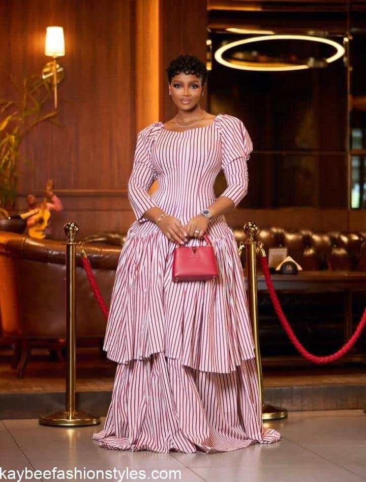 Latest Striped Gown Styles for Ladies