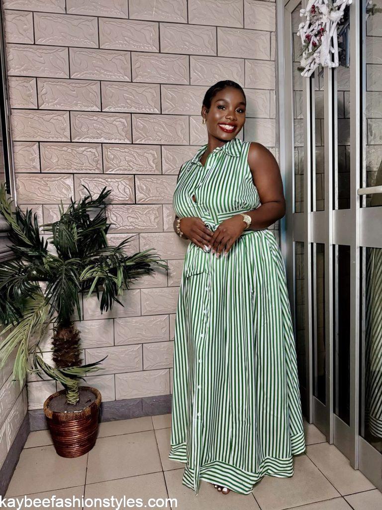 Latest Striped Gown Styles for Ladies