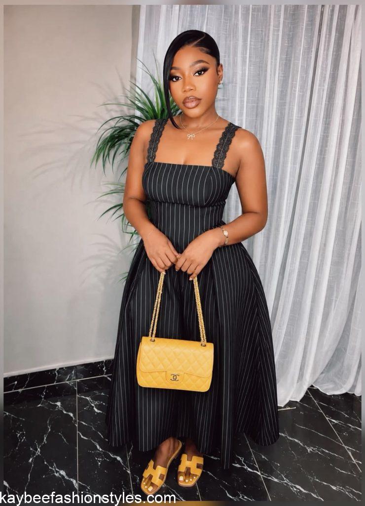 Latest Striped Gown Styles for Ladies