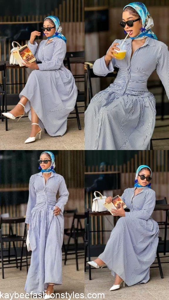 Latest Striped Gown Styles for Ladies