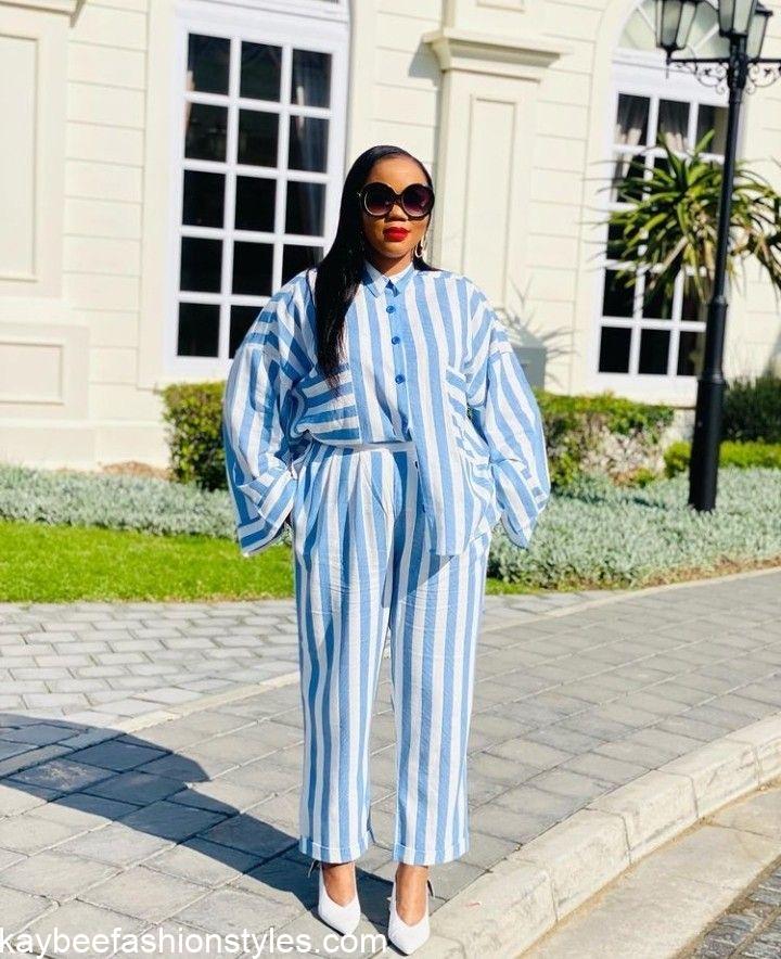 Latest Striped Material Styles for Ladies in Nigeria