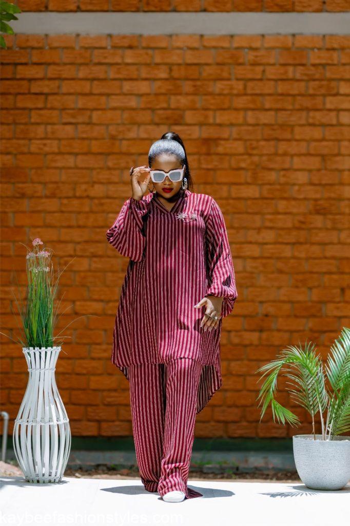 Latest Striped Material Styles for Ladies in Nigeria