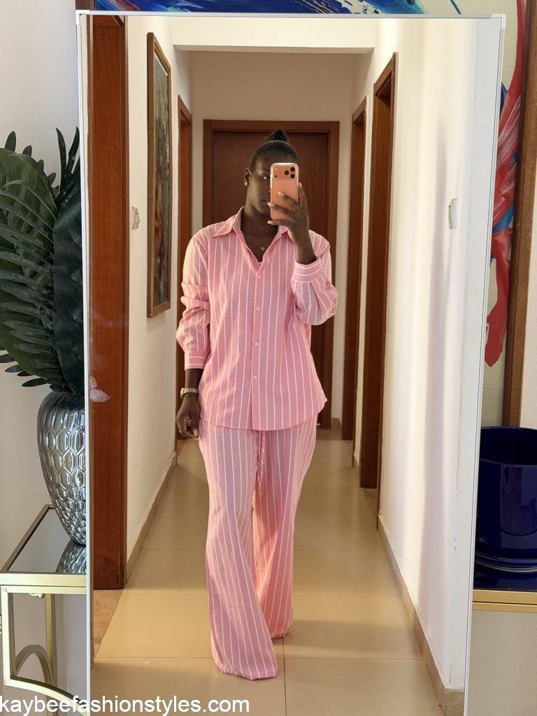 Latest Striped Material Styles for Ladies in Nigeria