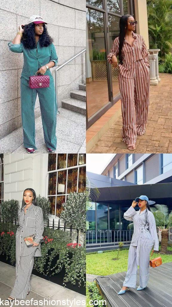Latest Striped Material Styles for Ladies in Nigeria