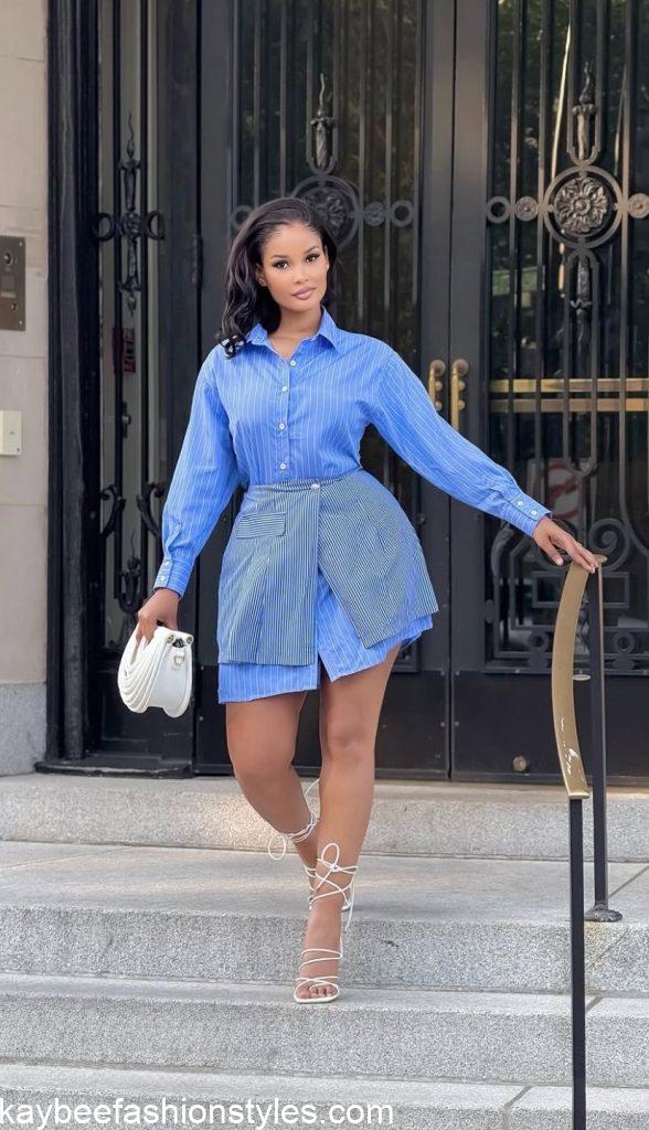 Latest Striped Material Styles for Ladies in Nigeria