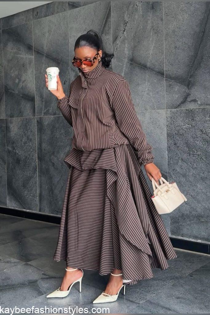 Latest Striped Gown Styles for Ladies