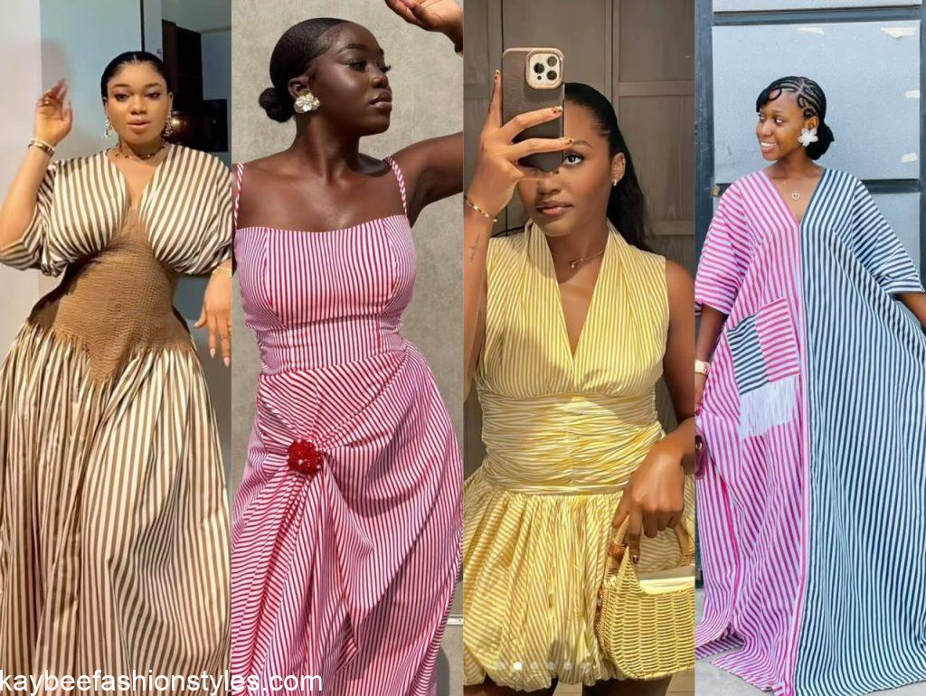 Latest Striped Gown Styles for Ladies