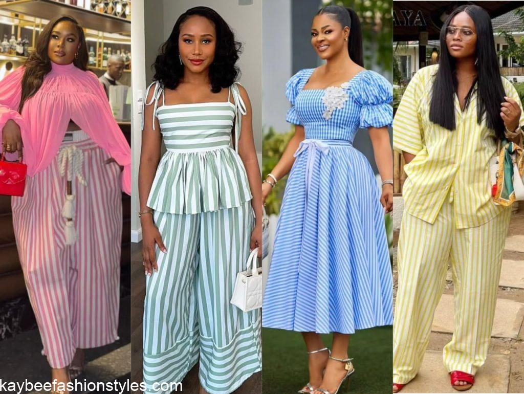 Latest Striped Material Styles for Ladies in Nigeria